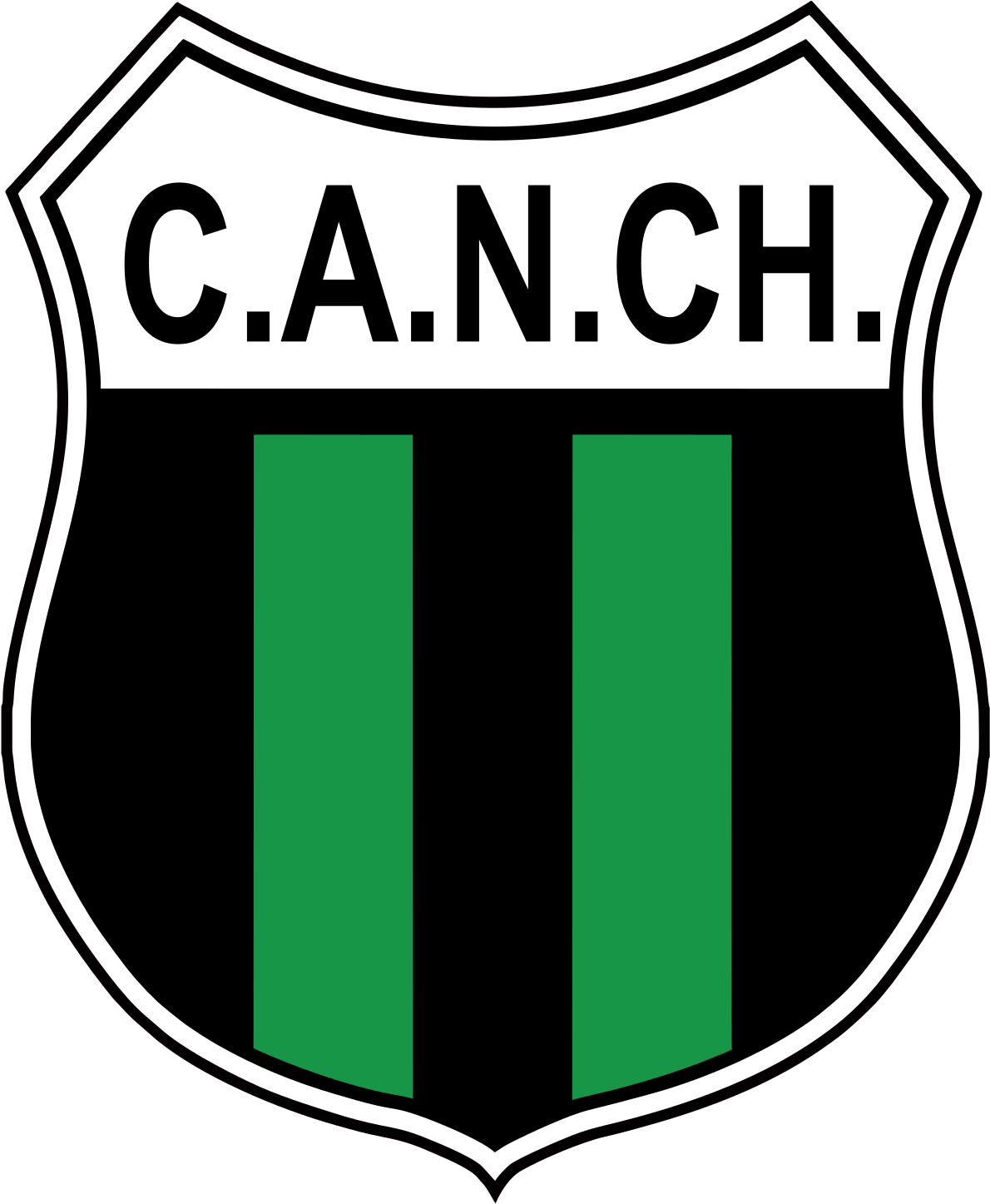 A Black And Green Shield With White Text