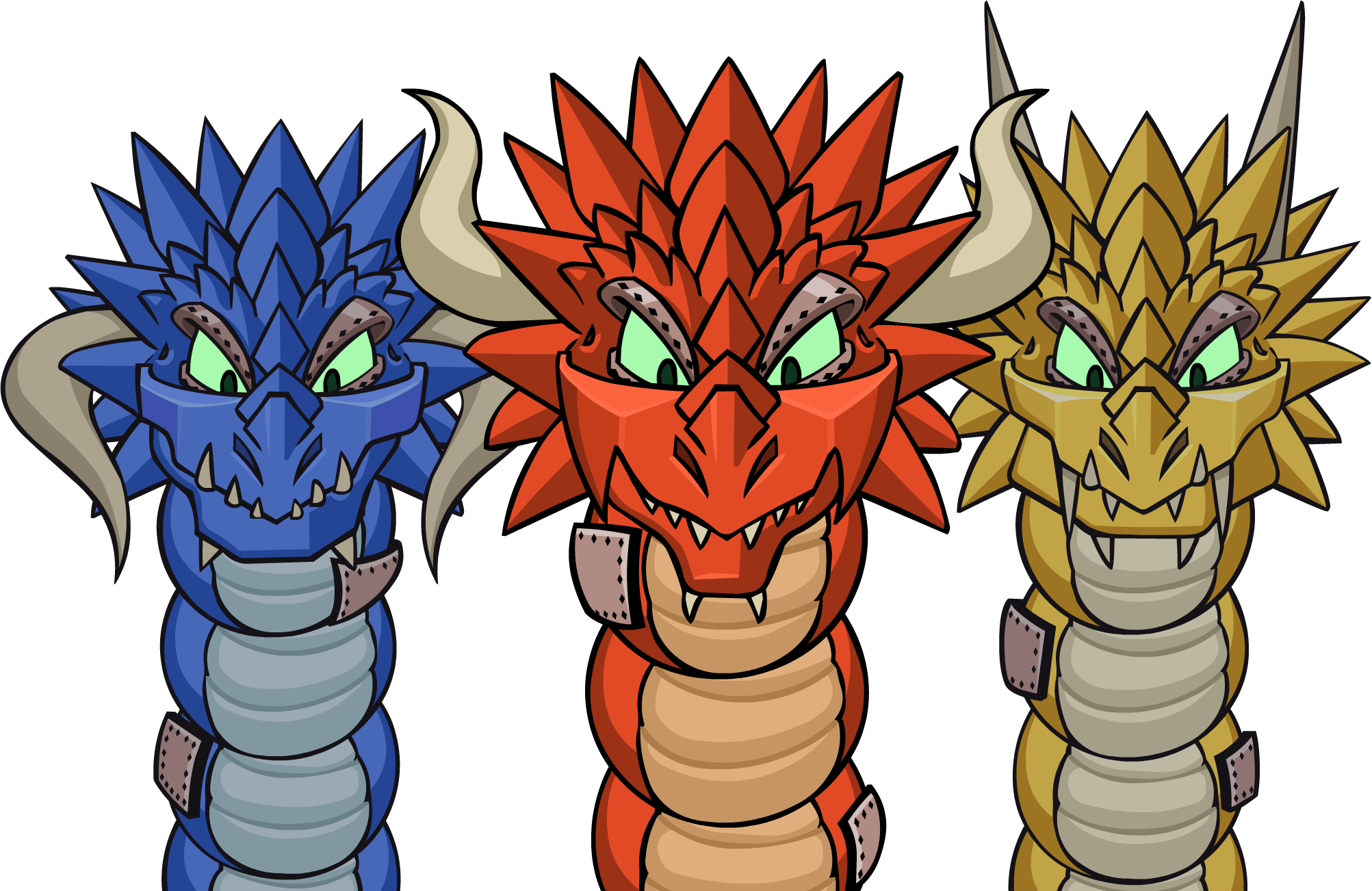 A Group Of Cartoon Dragons