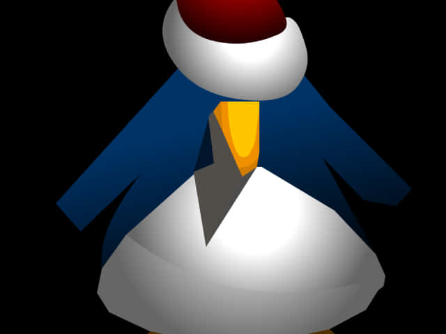 A Cartoon Penguin Wearing A Santa Hat