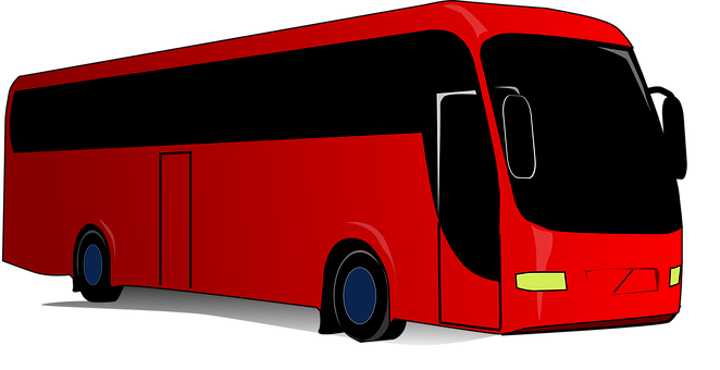 A Red Bus With Black Trim