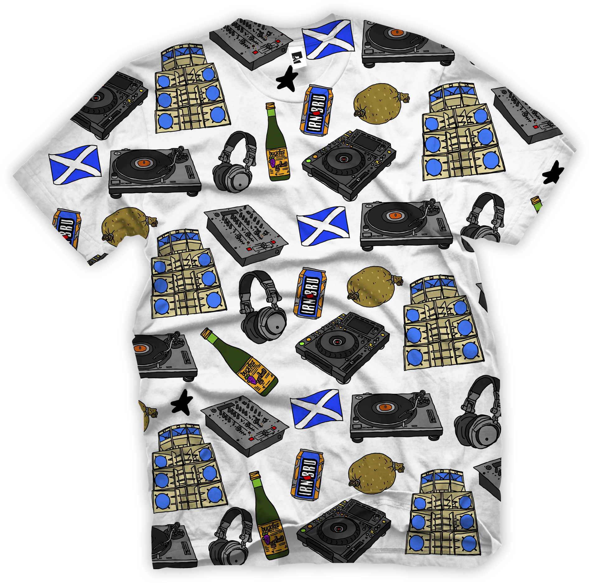 A Shirt With Different Objects On It