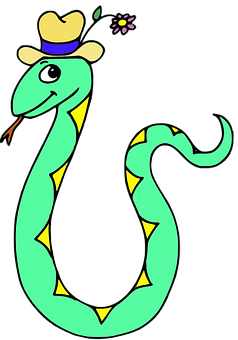 A Cartoon Snake With A Hat