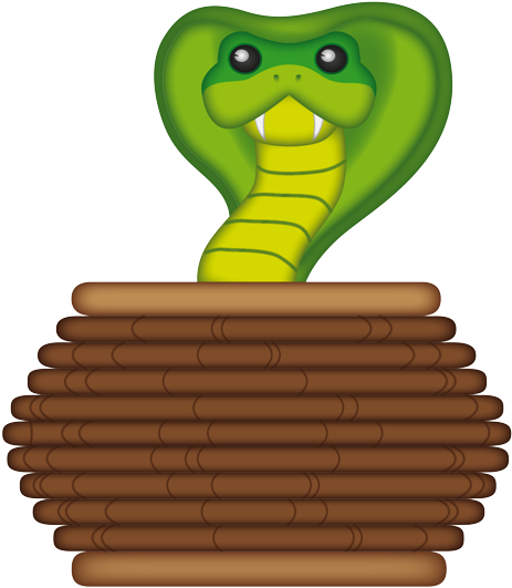 A Cartoon Snake In A Basket