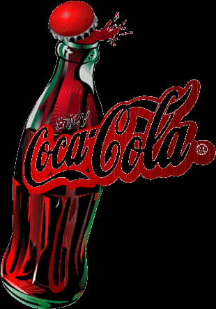 A Bottle Of Soda With A Red Cap