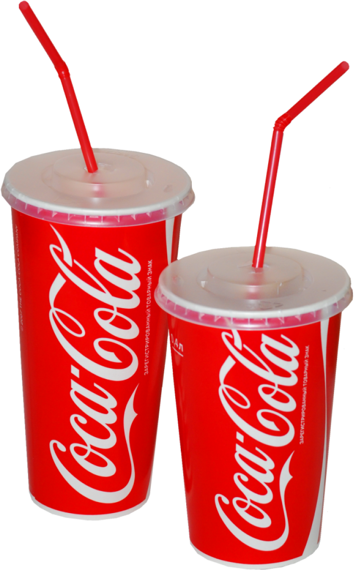 Two Red Cups With Straws