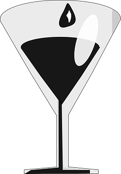 A Black And White Image Of A Martini Glass