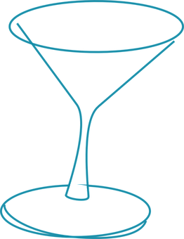 A Blue Line Drawing Of A Martini Glass