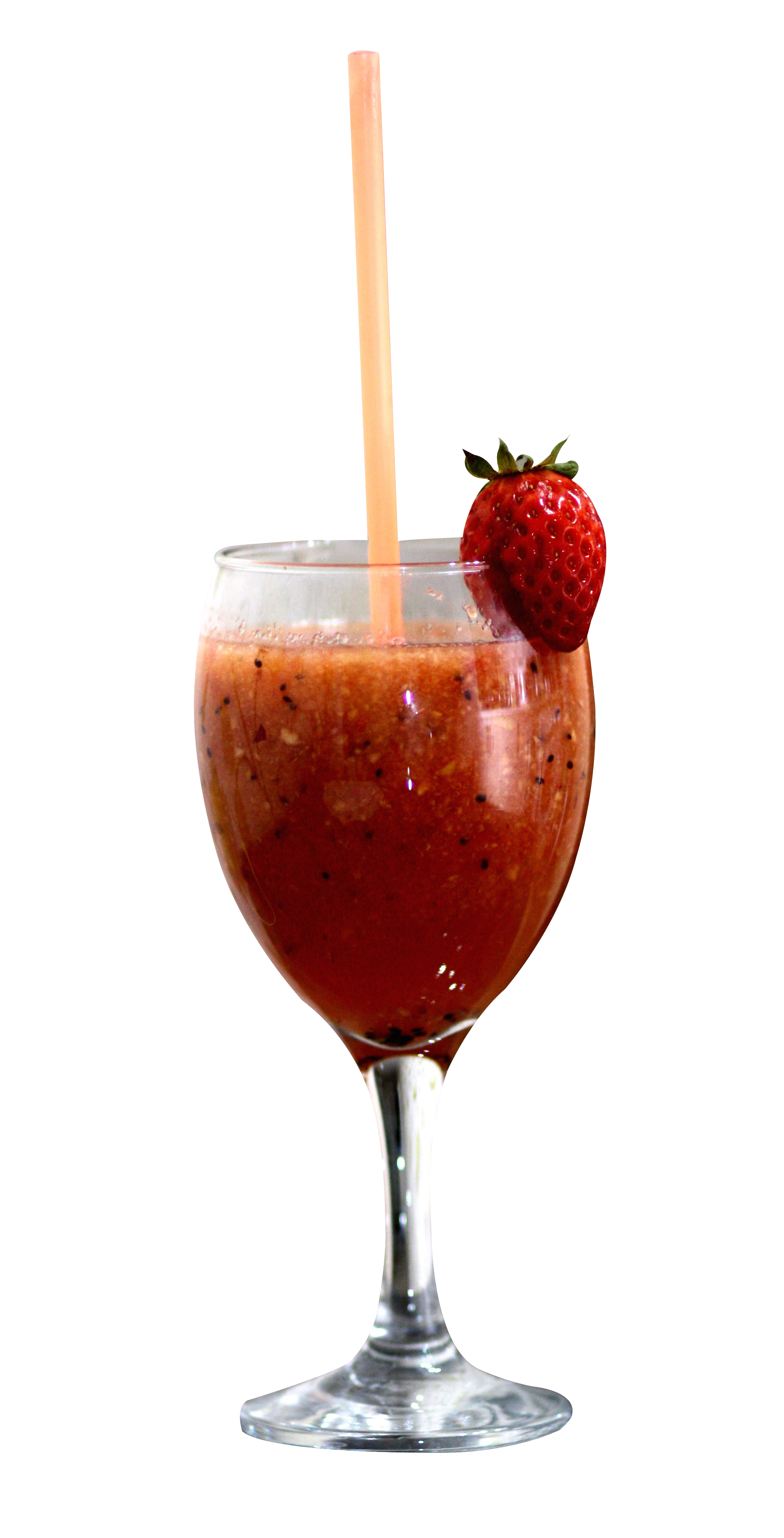 A Glass With A Straw And A Strawberry On Top