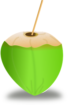 A Green Coconut With A Toothpick