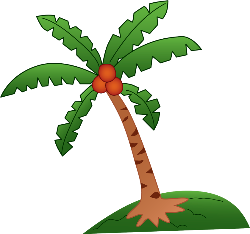 A Cartoon Palm Tree With Fruits