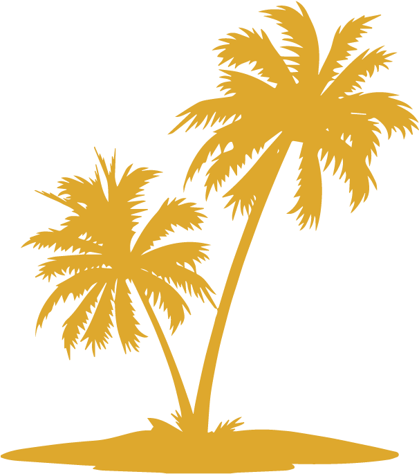 A Yellow Palm Trees On A Black Background