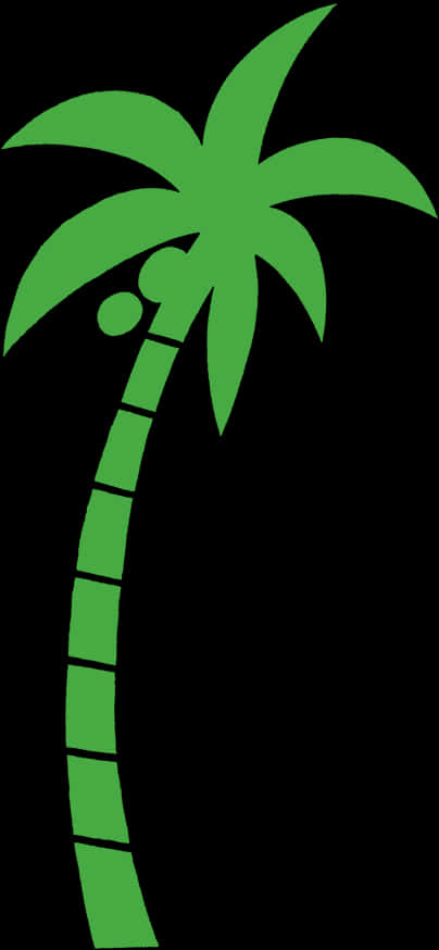 A Green Palm Tree With Black Background