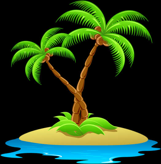 A Palm Trees On An Island