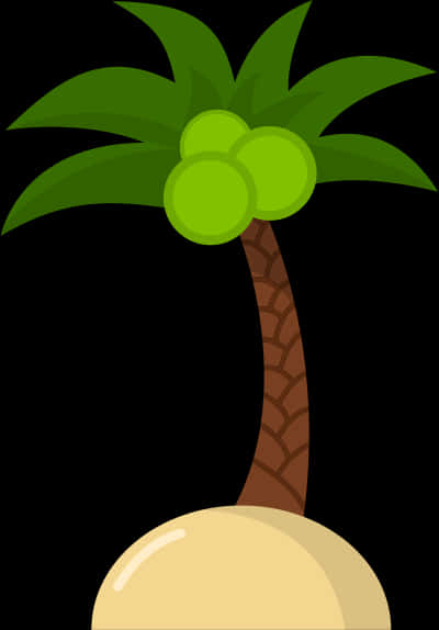 A Cartoon Palm Tree On A Black Background