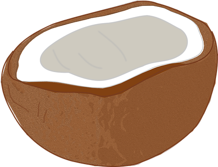 A Half Of A Coconut With A White Substance Inside