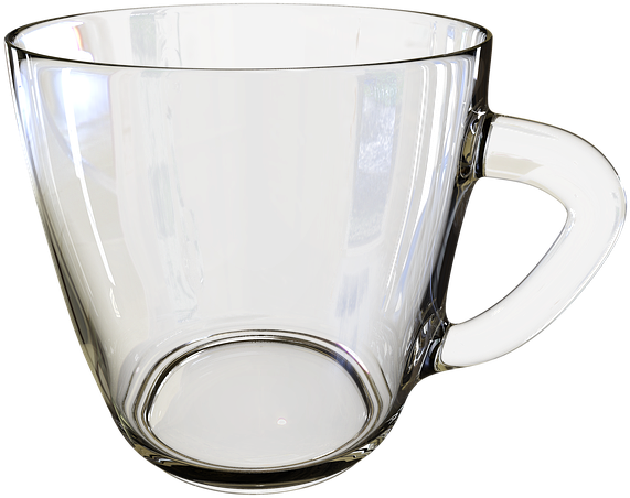 A Clear Glass Cup With A Handle
