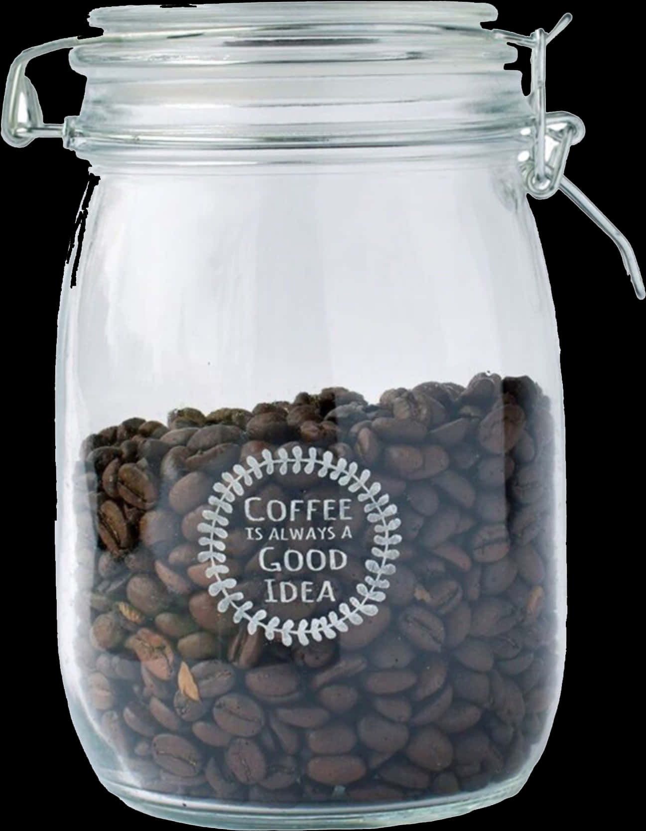 A Glass Jar With Coffee Beans Inside