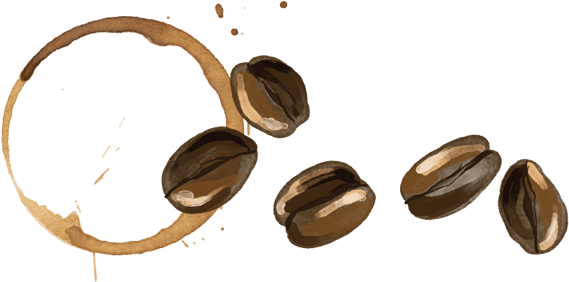 Coffee Beans And A Coffee Stain