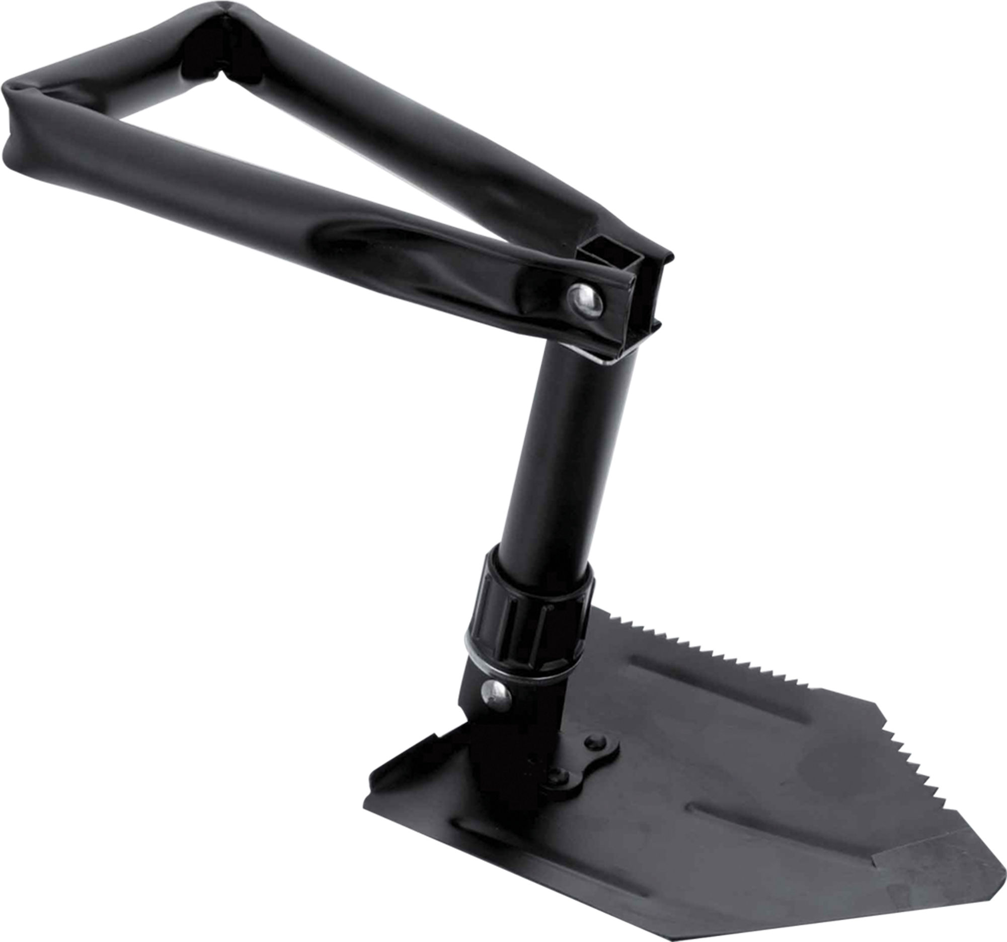 A Black Metal Shovel With A Handle