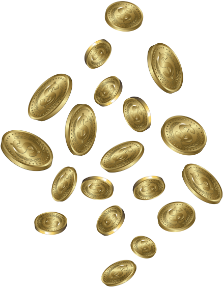 A Gold Coins Falling On A Black Background
