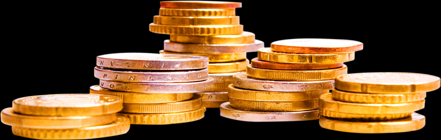 A Stack Of Coins On A Black Background