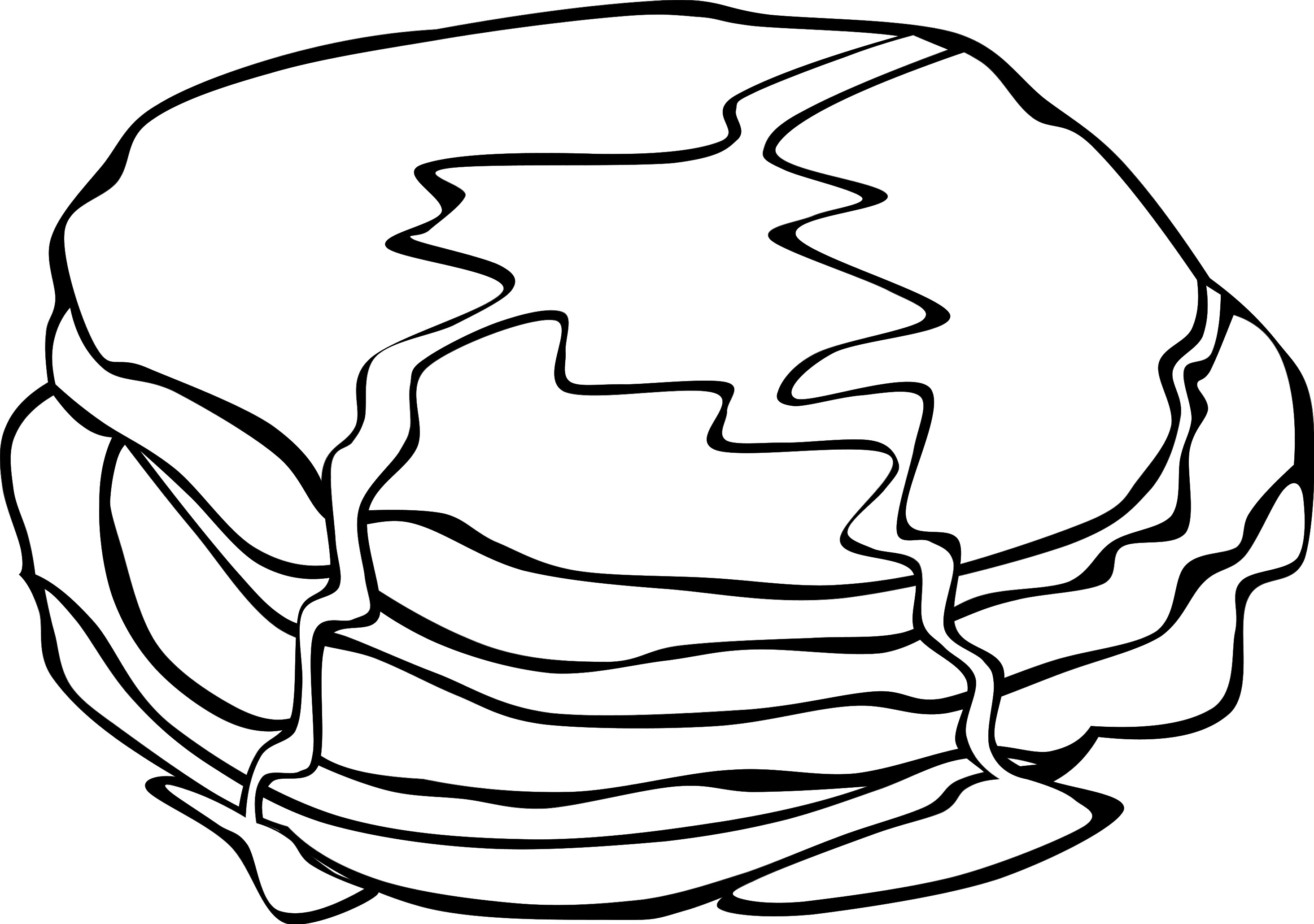 A Black And White Drawing Of A Stack Of Pancakes