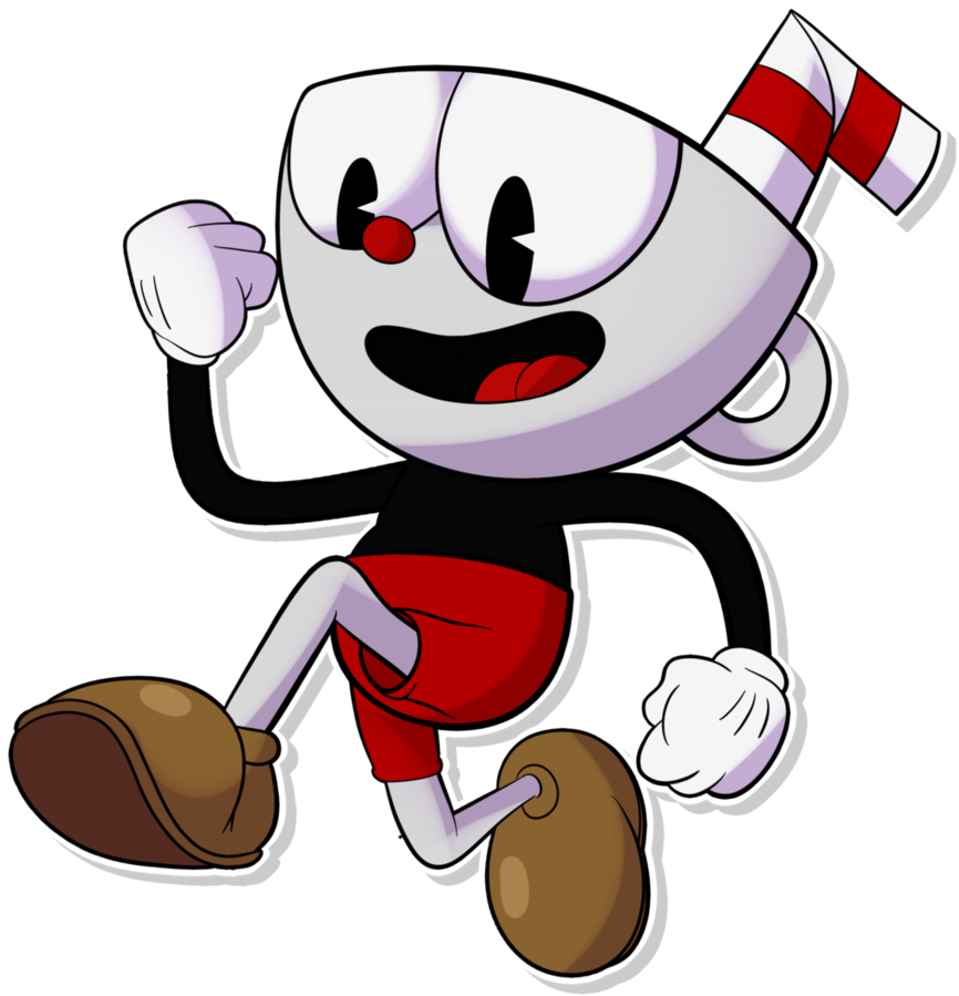 Cartoon Character Running With A Cup And Hat
