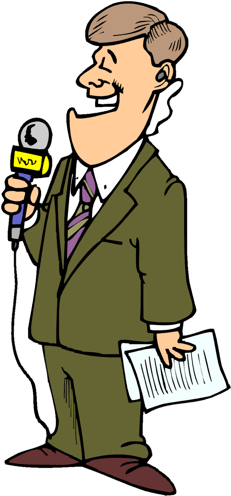 Cartoon A Cartoon Of A Man Holding A Microphone
