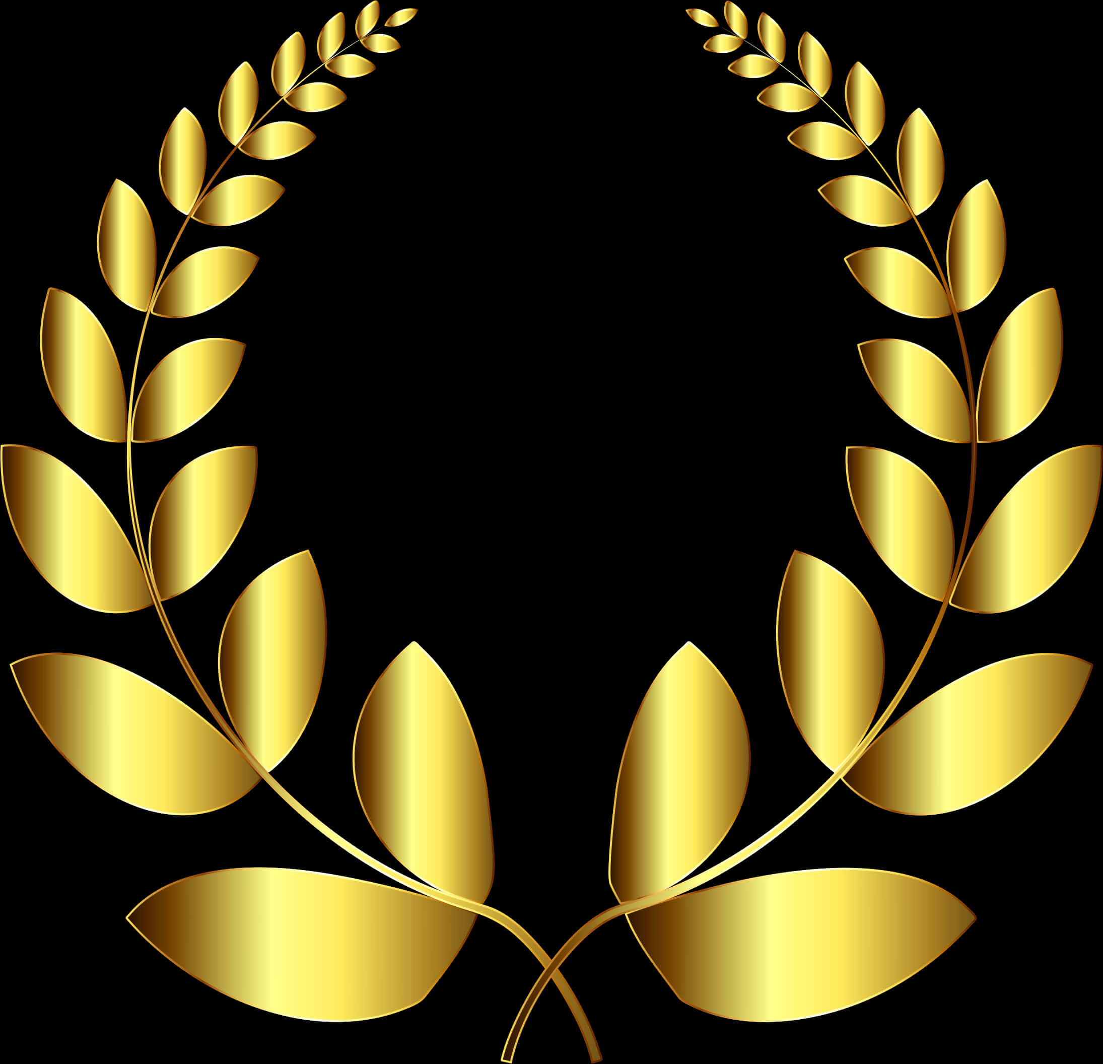 A Gold Laurel Wreath With Black Background
