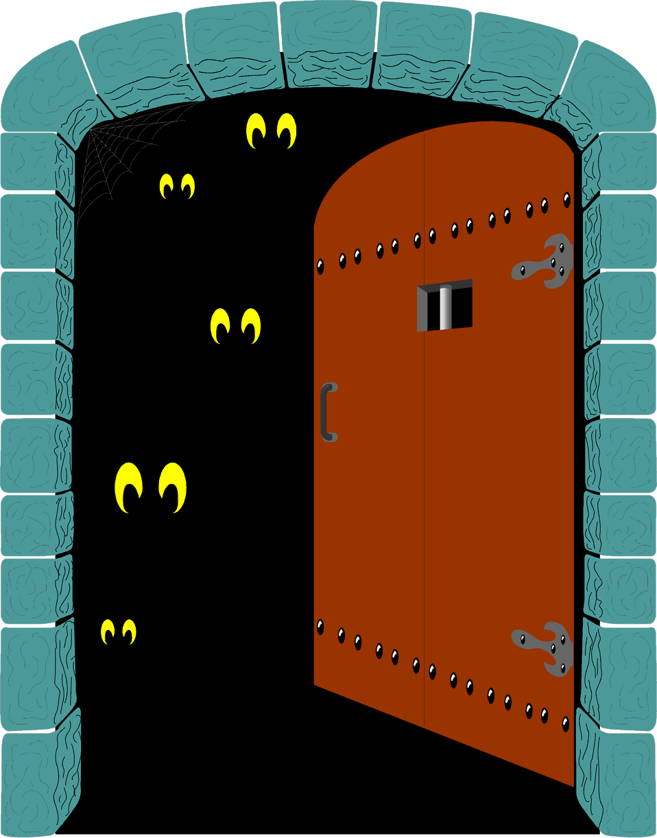 A Cartoon Of A Door With Eyes Coming Out Of It