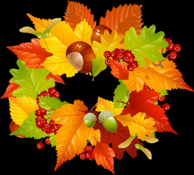 A Wreath Of Leaves And Acorns