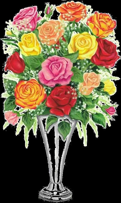 Colorful Flowers With Vase