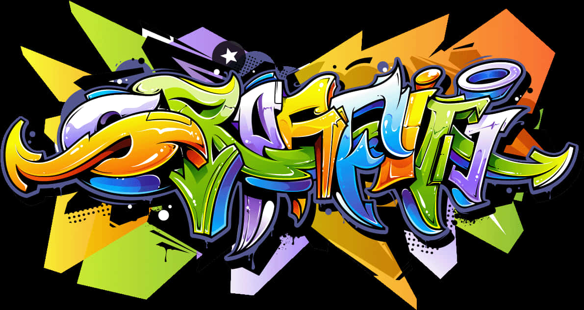 A Colorful Graffiti On A Black Background