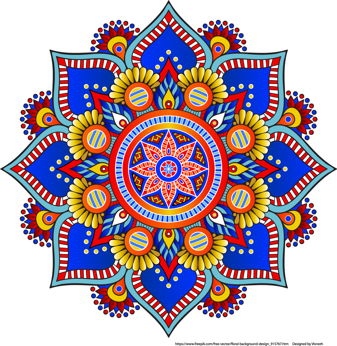 Colorful Mandala Vector Png, Transparent Png