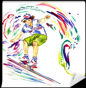 Colorful Paint Splash Skateboarder