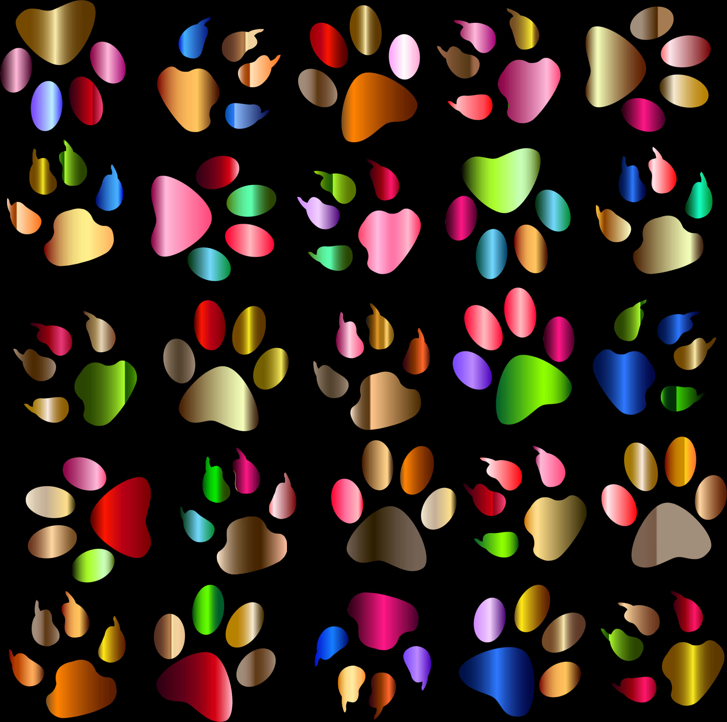 A Group Of Colorful Paw Prints
