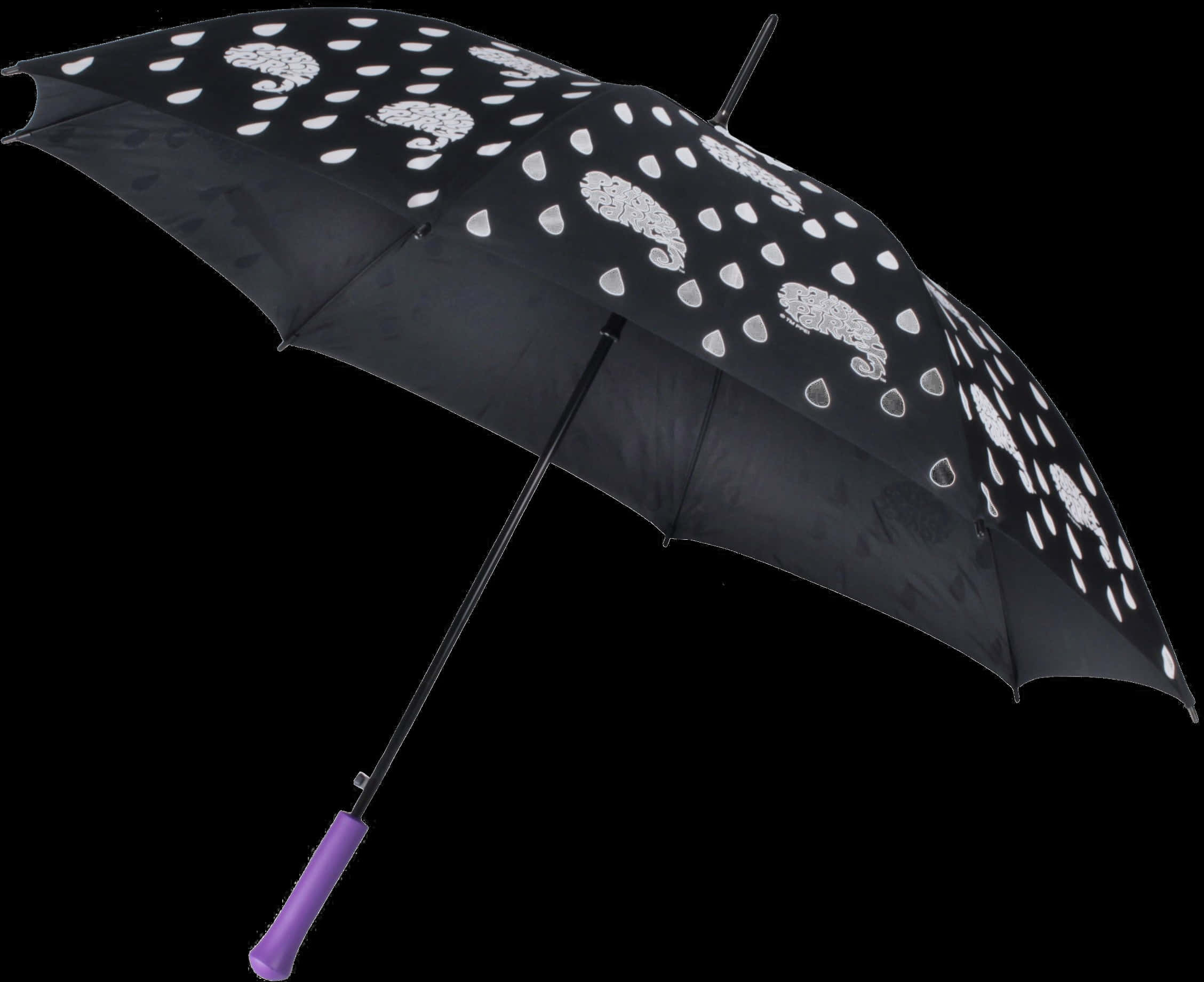 A Black Umbrella With White Dots On It