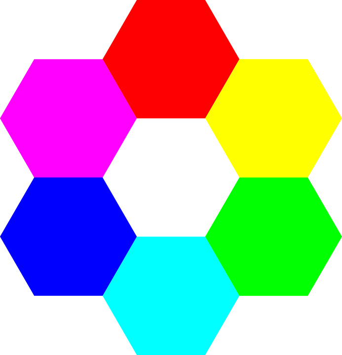 A Colorful Hexagons On A Black Background
