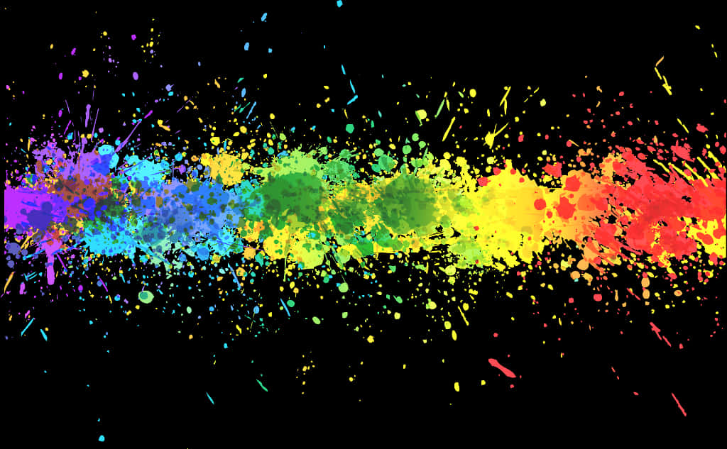 A Rainbow Splatter On A Black Background