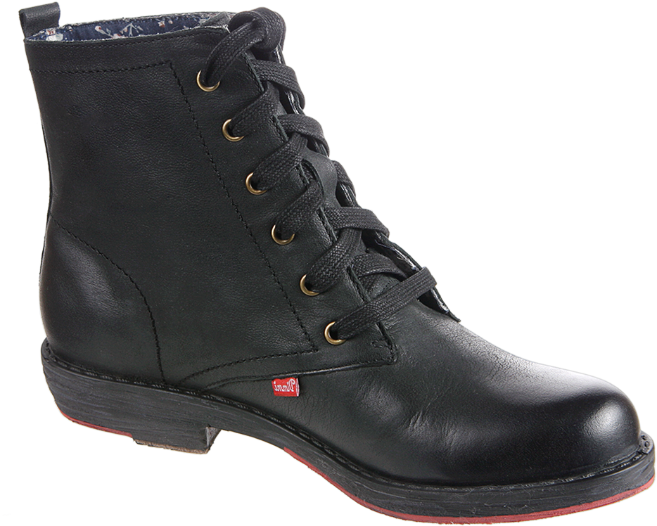 A Black Boot With Laces