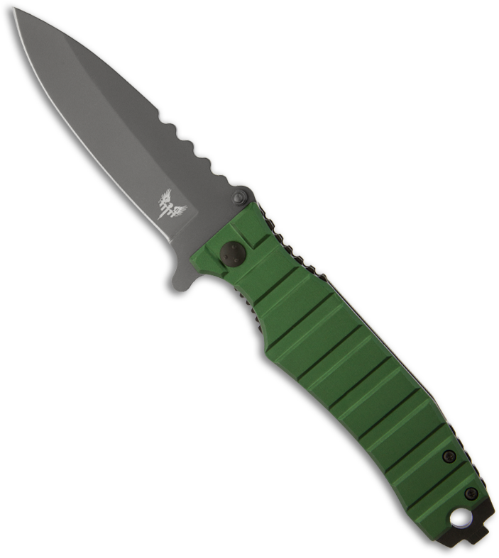 A Knife With A Green Handle