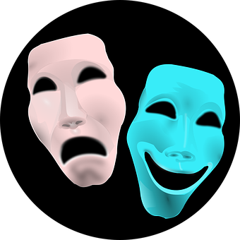 A Group Of Masks On A Black Background