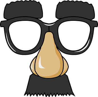 A Cartoon Face Mask With Glasses And Nose