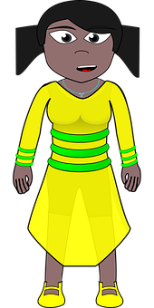 A Cartoon Of A Woman Wearing A Yellow Dress