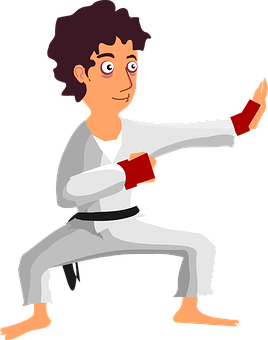 A Cartoon Of A Man In Karate Stance
