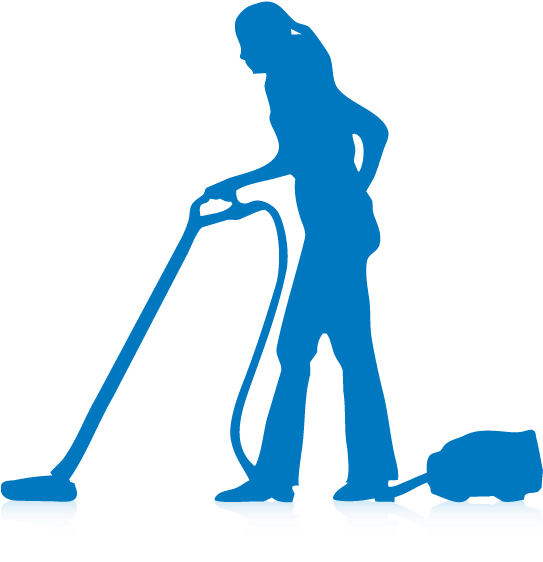 A Silhouette Of A Woman Vacuuming