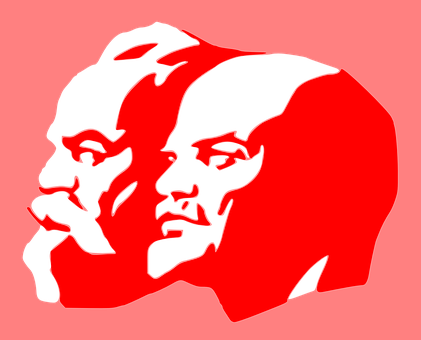 A Red And Black Silhouette Of Two Men
