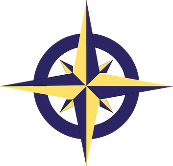 A Blue And Yellow Compass
