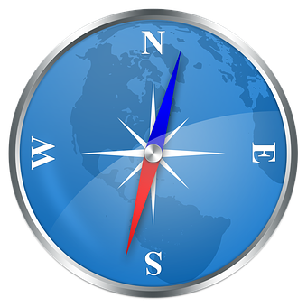 A Blue Compass With A Red Needle