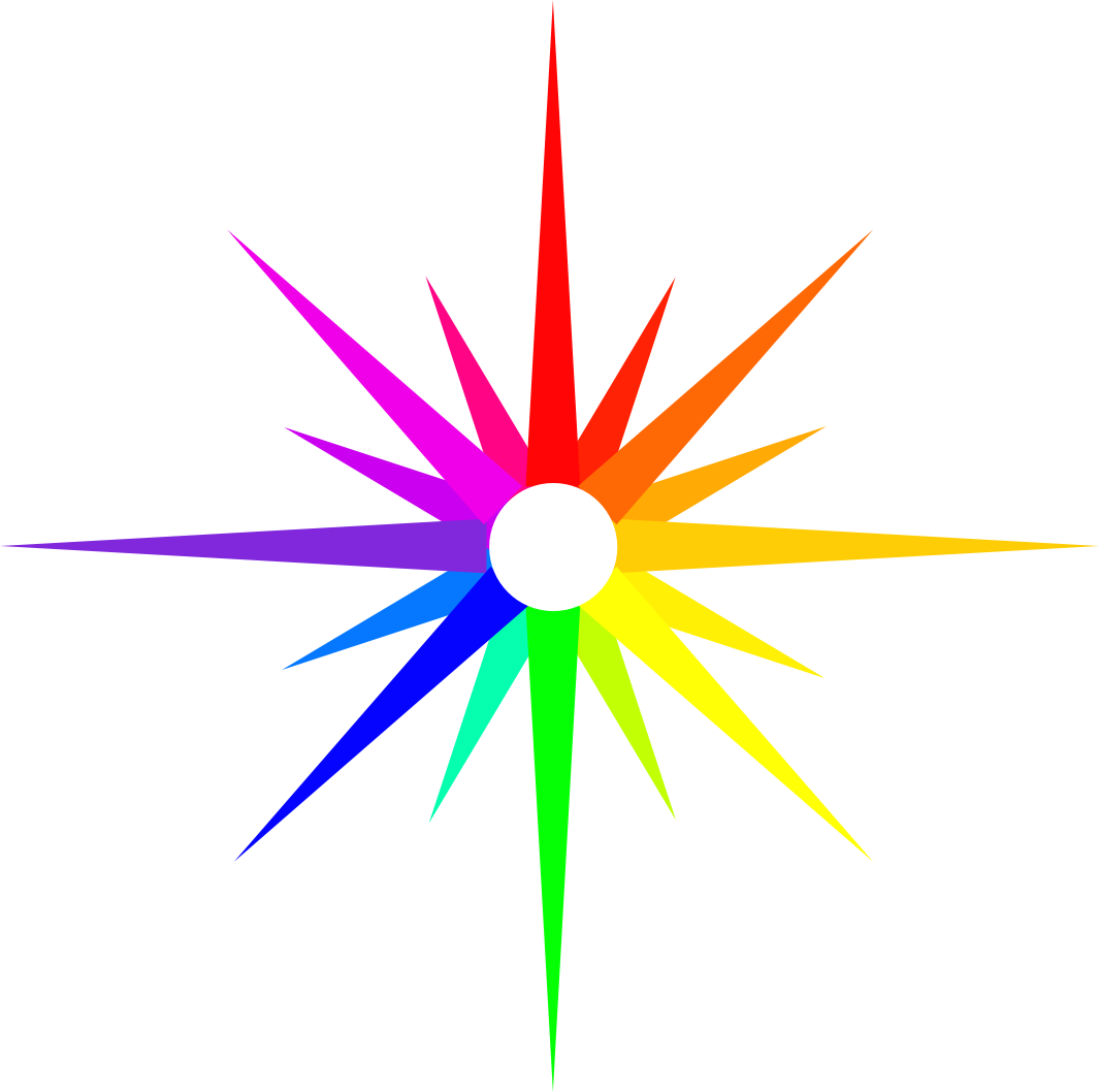 A Rainbow Colored Star With A White Circle In Center
